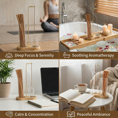 2-in-1 Incense Holder Set for Meditation and Relaxation with Glass Ash Catcher