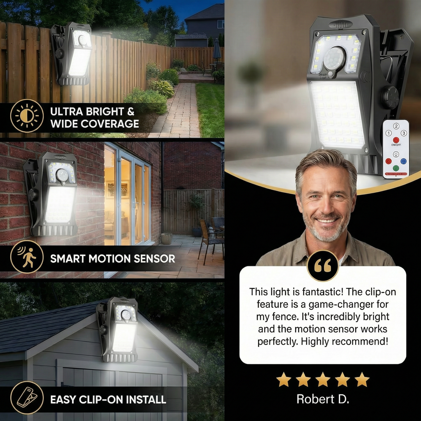 45-LED Solar Motion Sensor Security Light – Waterproof Clip-On Outdoor Lamp
