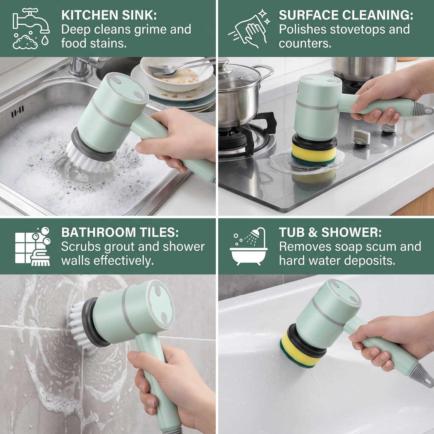 3-in-1 Electric Spin Scrubber – Powerful Cordless Cleaning Brush