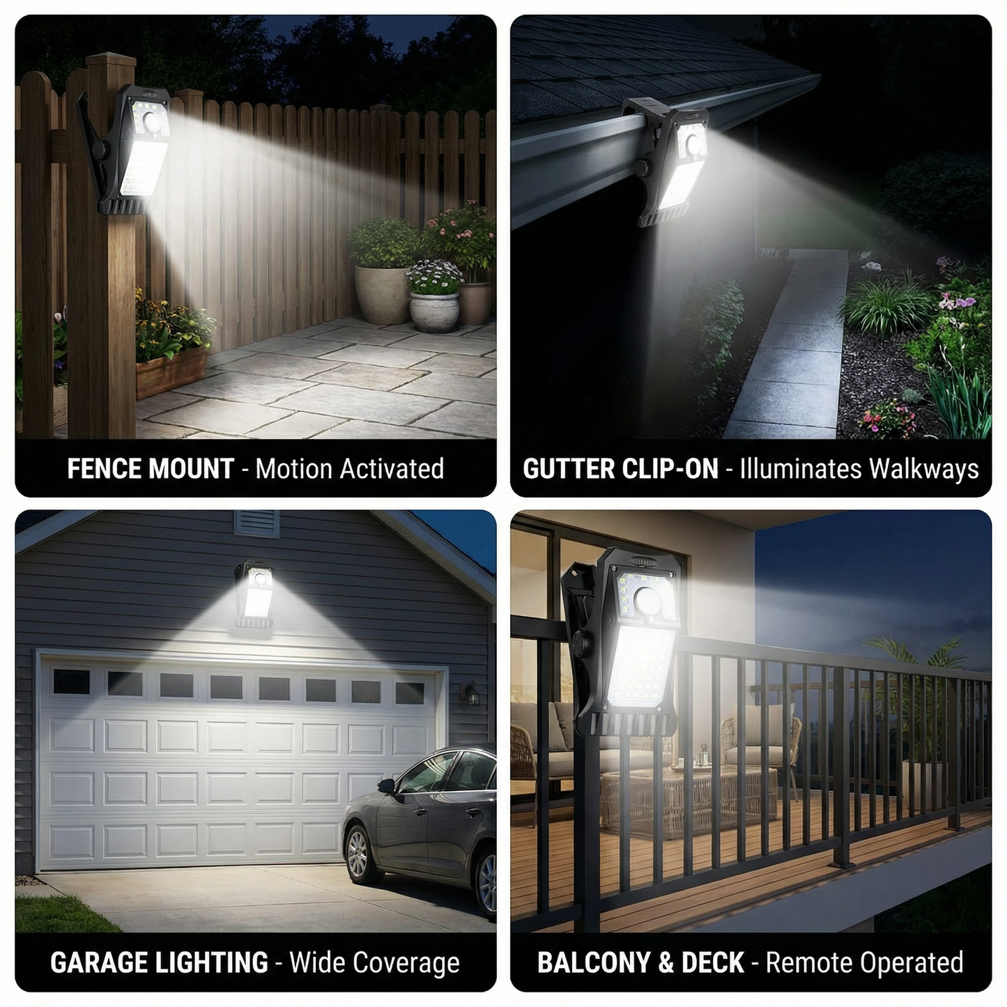 45-LED Solar Motion Sensor Security Light – Waterproof Clip-On Outdoor Lamp