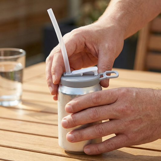 2-in-1 Reusable Silicone Can Lid with Straws – Spill-Proof Drink Cover for On-the-Go (2-Pack)