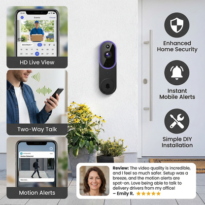 Wireless Smart Video Doorbell Camera – HD Security with Two-Way Talk & Motion Alerts