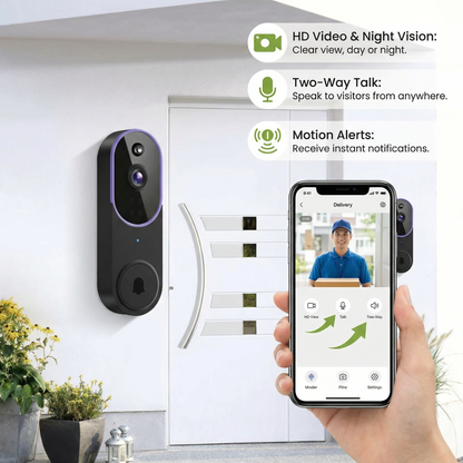 Wireless Smart Video Doorbell Camera – HD Security with Two-Way Talk & Motion Alerts