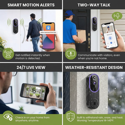 Wireless Smart Video Doorbell Camera – HD Security with Two-Way Talk & Motion Alerts