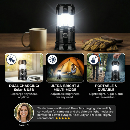 Rechargeable Solar Lantern with USB – Portable LED Light for Outdoor and Emergencies