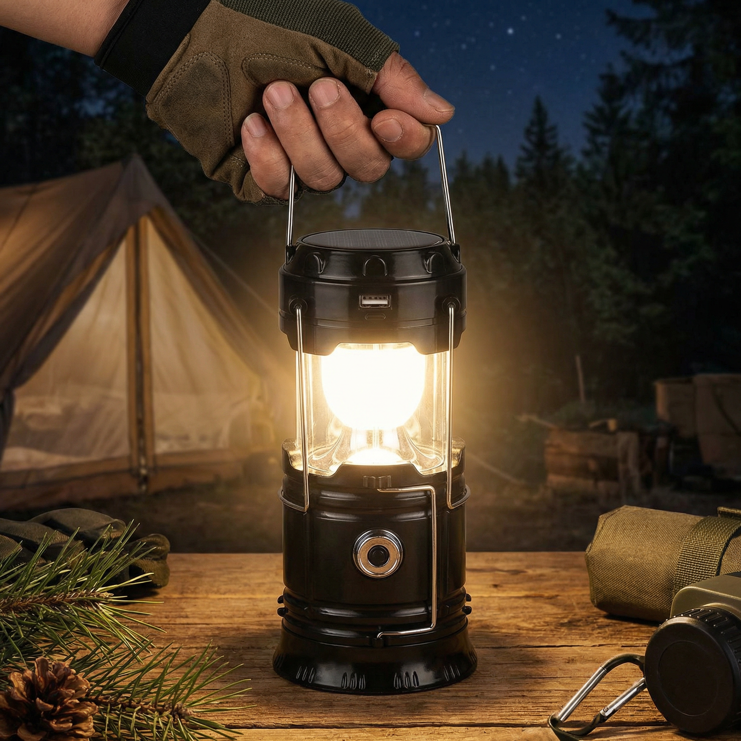 Rechargeable Solar Lantern with USB – Portable LED Light for Outdoor and Emergencies
