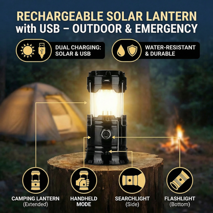Rechargeable Solar Lantern with USB – Portable LED Light for Outdoor and Emergencies