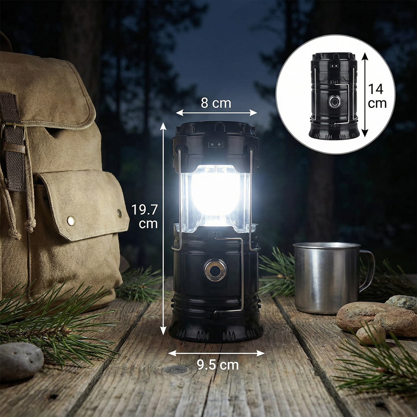 Rechargeable Solar Lantern with USB – Portable LED Light for Outdoor and Emergencies