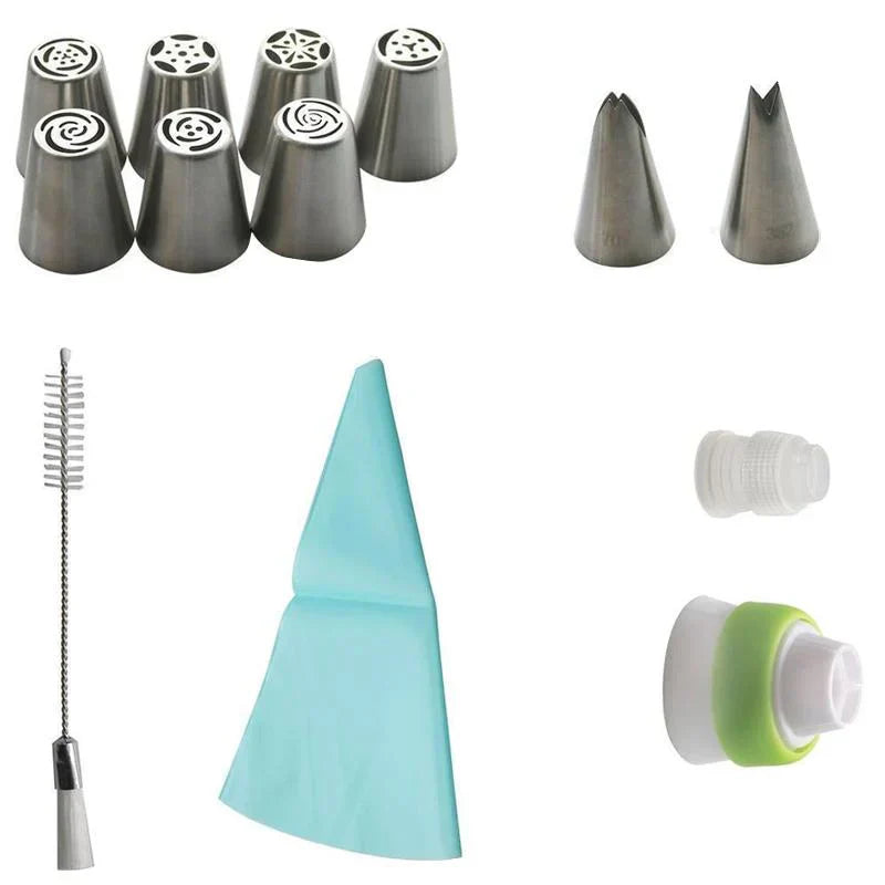 Stainless Steel Piping Nozzle Set for Creative Cake Decorating (13 Pieces)