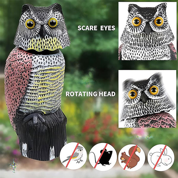 Natural Garden Owl with Swivelling Head