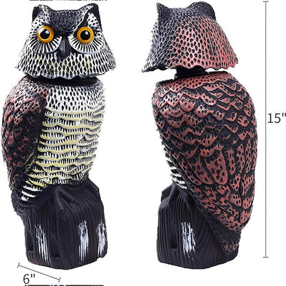 Natural Garden Owl with Swivelling Head