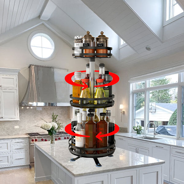 Rotatable Metal Organiser with 3 Shelves