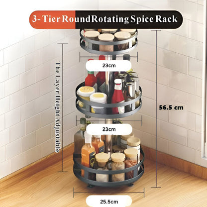 Rotatable Metal Organiser with 3 Shelves