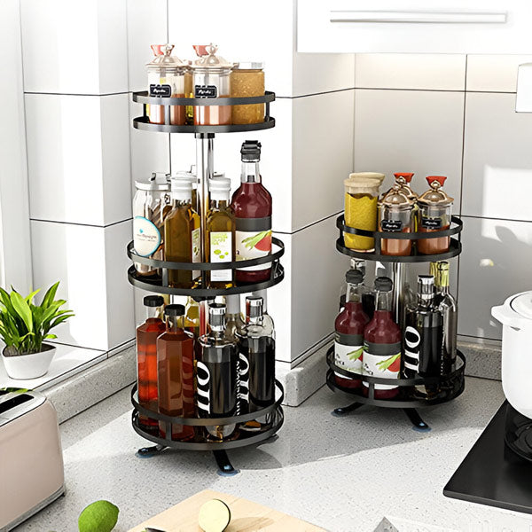 Rotatable Metal Organiser with 3 Shelves