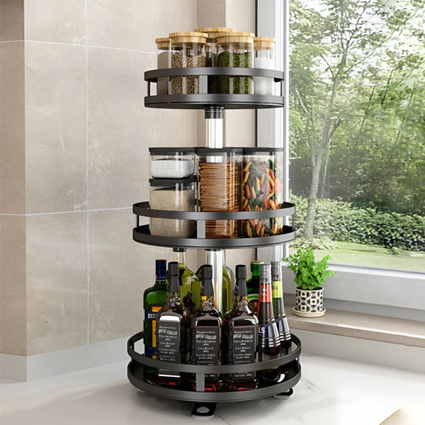 Rotatable Metal Organiser with 3 Shelves