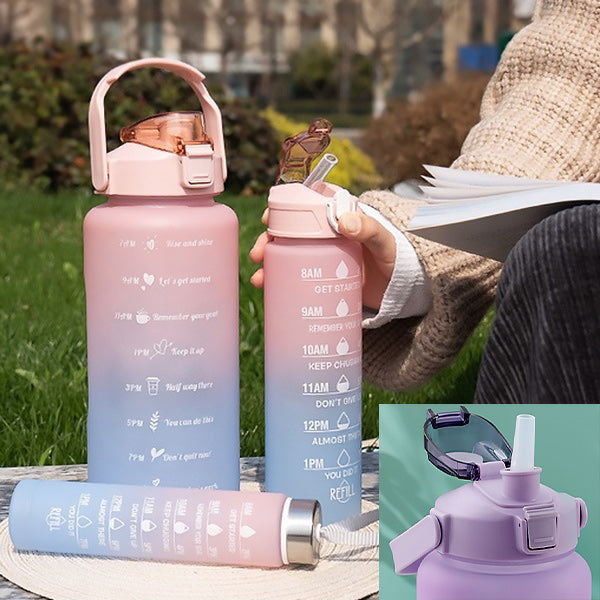 Water Bottles with Motivational Slogans (Set of 3)