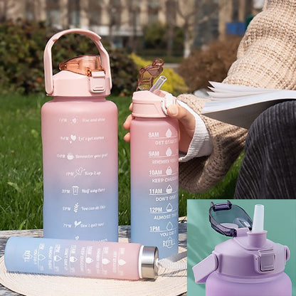 Water Bottles with Motivational Slogans (Set of 3)