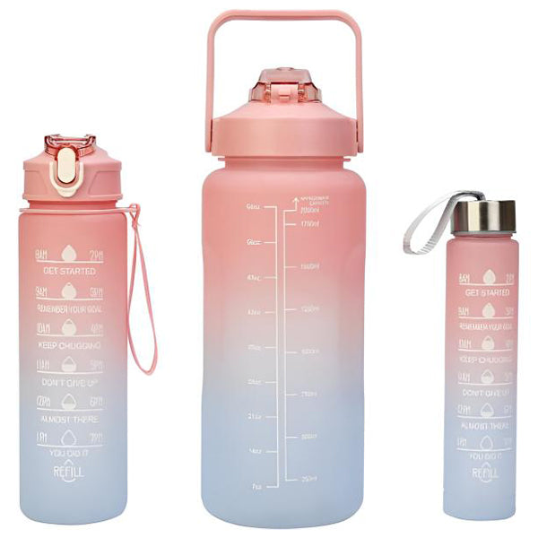 Water Bottles with Motivational Slogans (Set of 3)