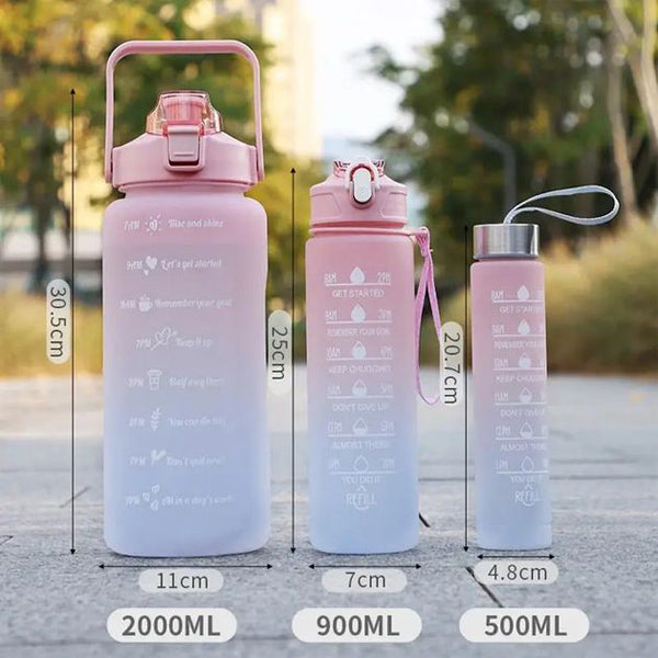 Water Bottles with Motivational Slogans (Set of 3)