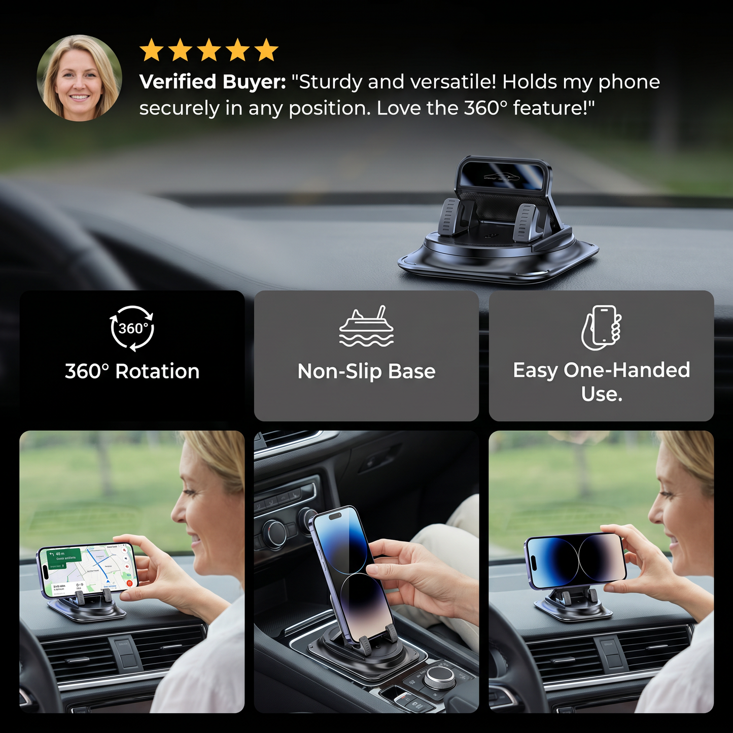 Car Phone Holder – Non-Slip Smartphone Mount for Dashboard & Center Console