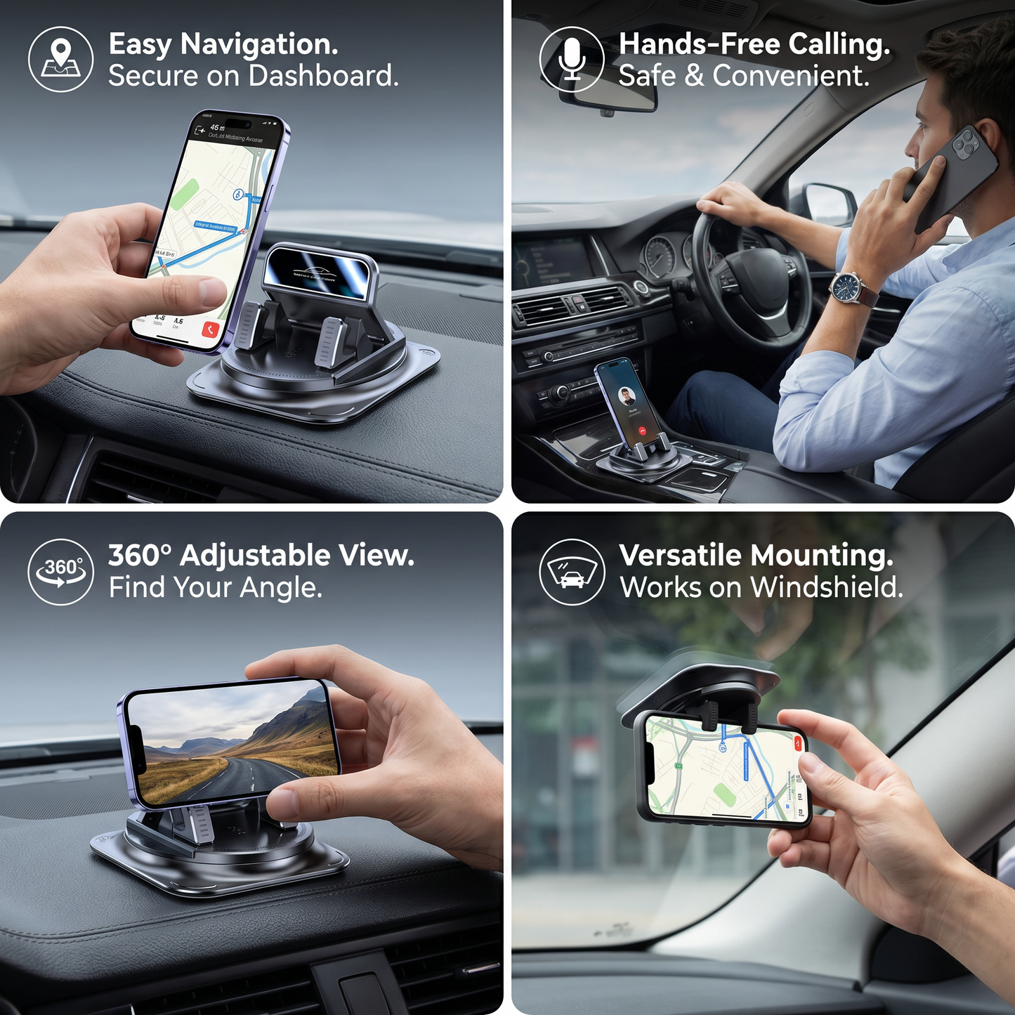 Car Phone Holder – Non-Slip Smartphone Mount for Dashboard & Center Console