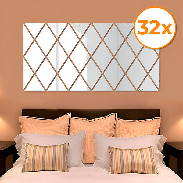 Modern 3d Mirrors in Diamond Shape (3 Pieces)