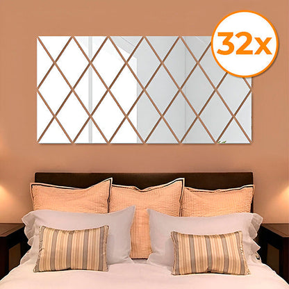 Modern 3d Mirrors in Diamond Shape (3 Pieces)