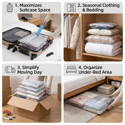 Travel vacuum storage bag set with rechargeable air pump