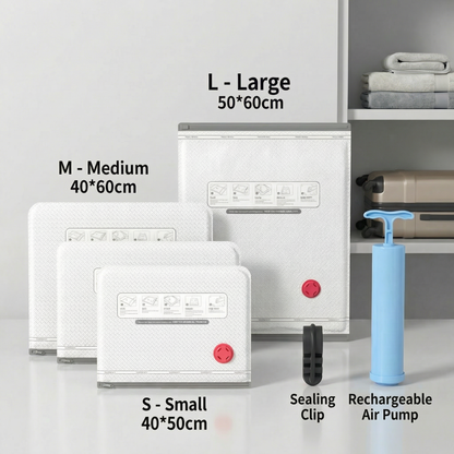 Travel vacuum storage bag set with rechargeable air pump