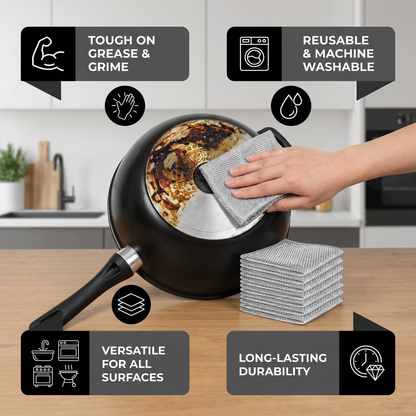 Multi-Purpose Reusable Cleaning Cloths – For Dishes, Kitchen, Stove & Grill (20 Pieces)