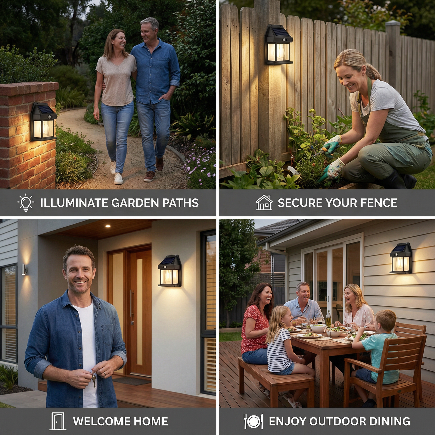 Solar LED Wall Light – Waterproof Outdoor Lamp with Light Sensor for Garden, Yard and Fence (2 pieces)
