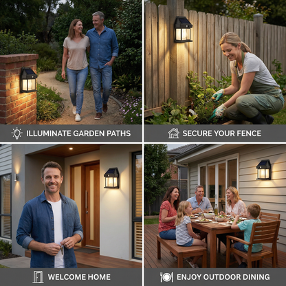 Solar LED Wall Light – Waterproof Outdoor Lamp with Light Sensor for Garden, Yard and Fence (2 pieces)