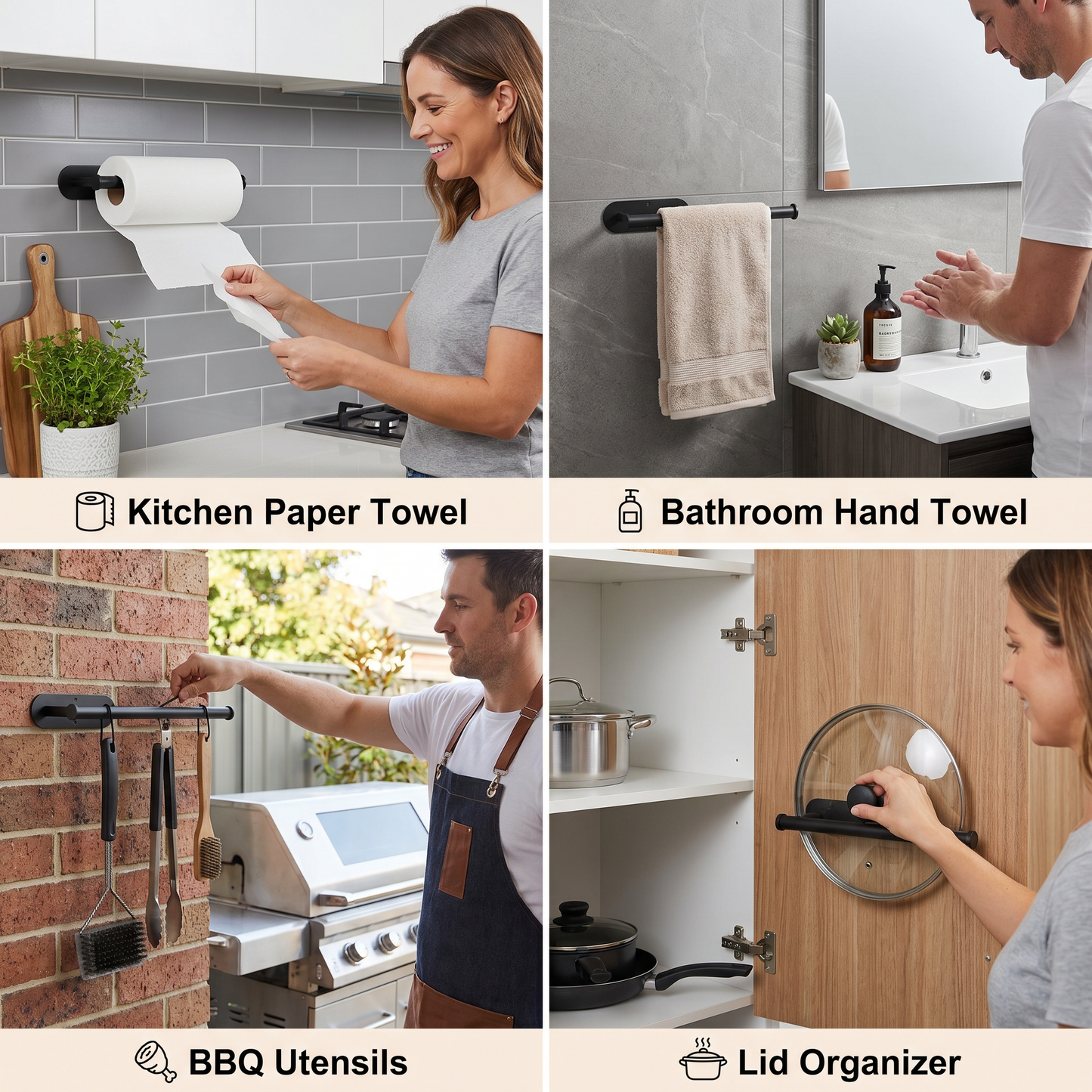 Modern Stainless Steel Roll Holder – Drill-Free Mount for Versatile Use