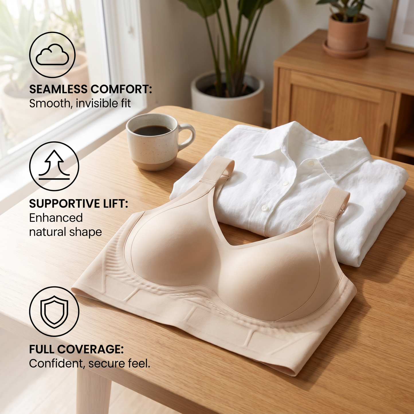 Seamless Full-Coverage Bra – Supportive Lift for Plus Sizes