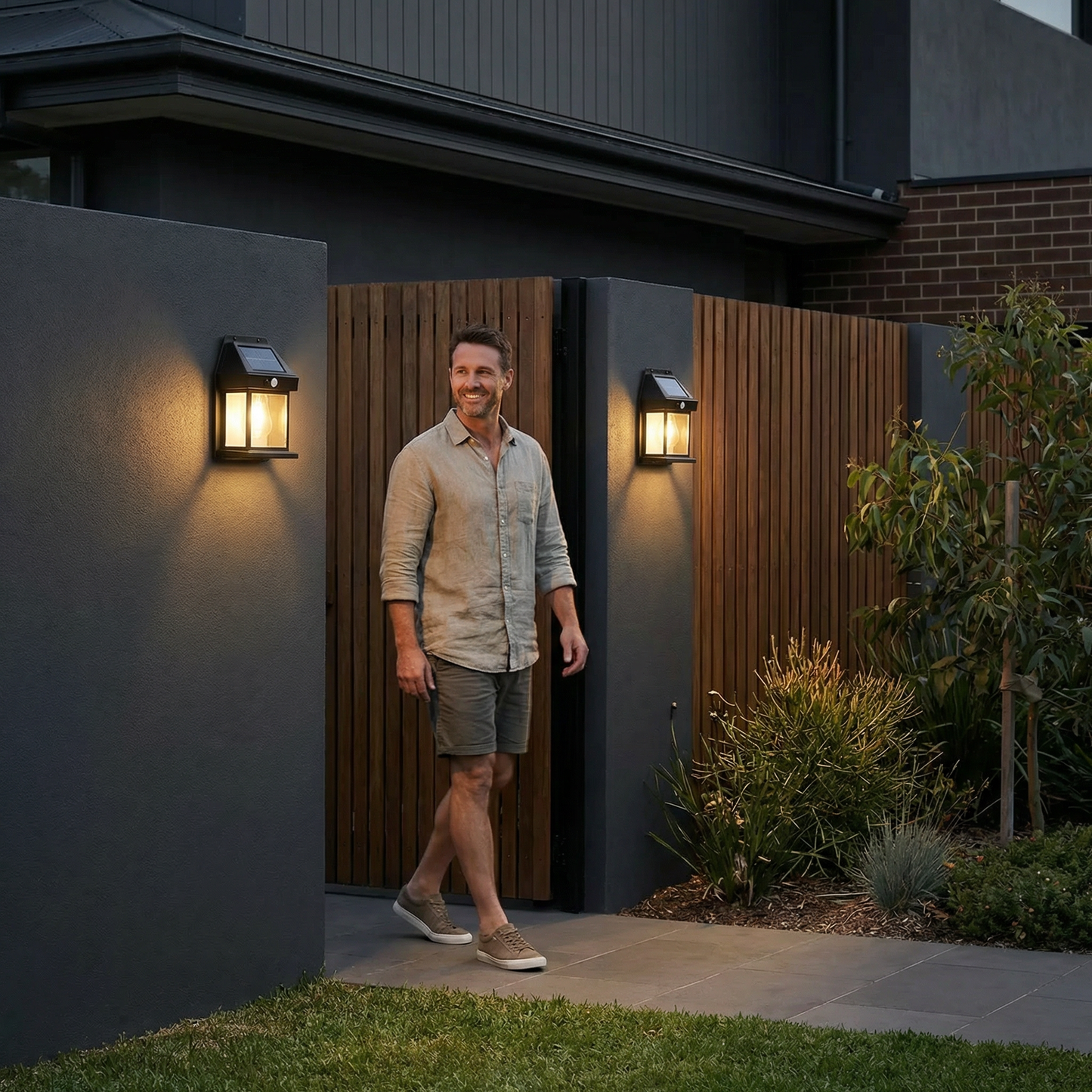 Solar LED Wall Light – Waterproof Outdoor Lamp with Light Sensor for Garden, Yard and Fence (2 pieces)