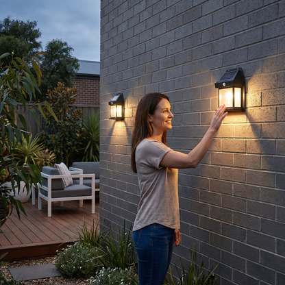 Solar LED Wall Light – Waterproof Outdoor Lamp with Light Sensor for Garden, Yard and Fence (2 pieces)