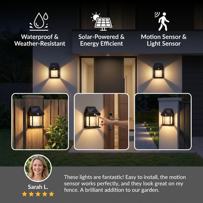 Solar LED Wall Light – Waterproof Outdoor Lamp with Light Sensor for Garden, Yard and Fence (2 pieces)