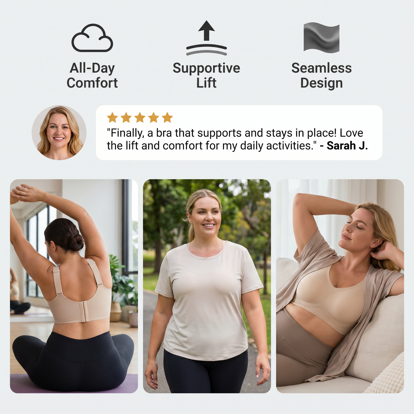 Seamless Full-Coverage Bra – Supportive Lift for Plus Sizes