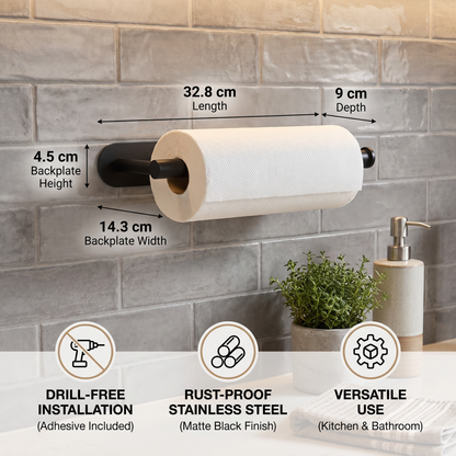 Modern Stainless Steel Roll Holder – Drill-Free Mount for Versatile Use