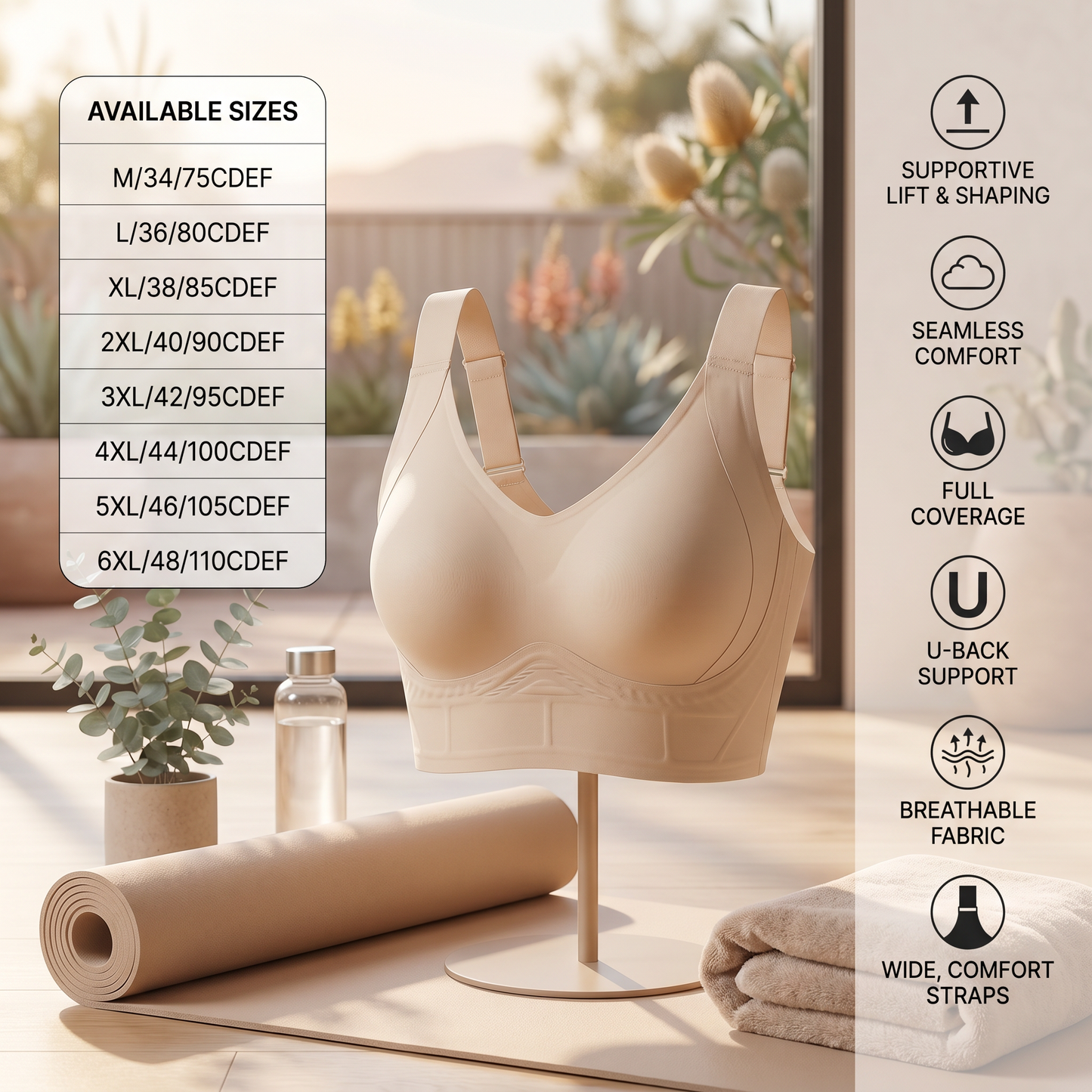 Seamless Full-Coverage Bra – Supportive Lift for Plus Sizes