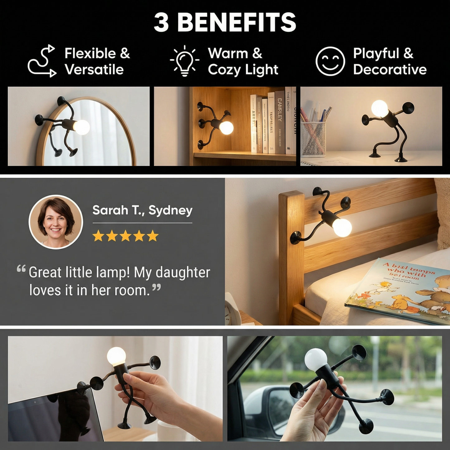 LED Lamp with Suction Cup – Interchangeable and Playful Design for Decoration