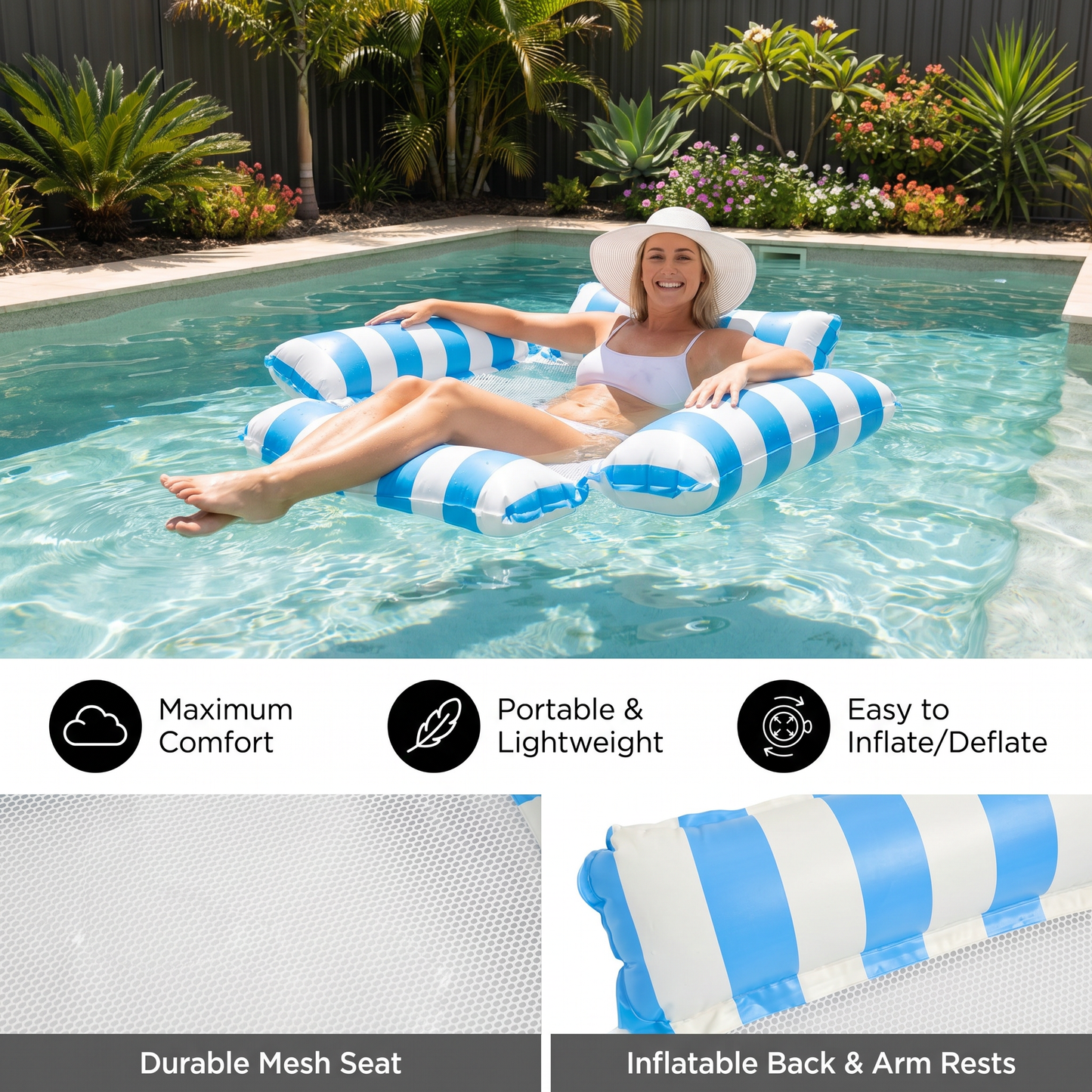 Inflatable Pool Lounger – Floating Relax Chair for Maximum Comfort in the Water
