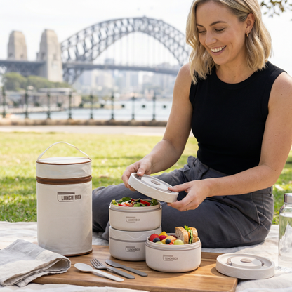 3-Piece Lunch Box Set – Insulated, Leak-Proof & Practical for On-the-Go