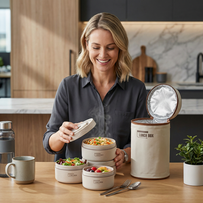 3-Piece Lunch Box Set – Insulated, Leak-Proof & Practical for On-the-Go