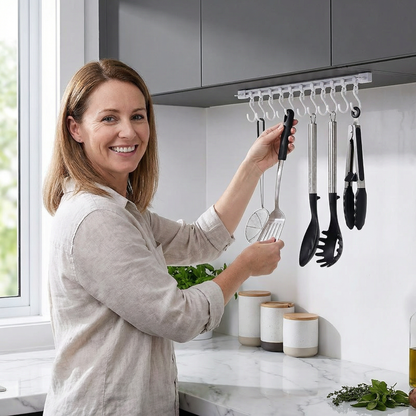 Self-Adhesive Hook Rail for Kitchen and Bathroom – Strong hold and no drilling required (2 pieces)