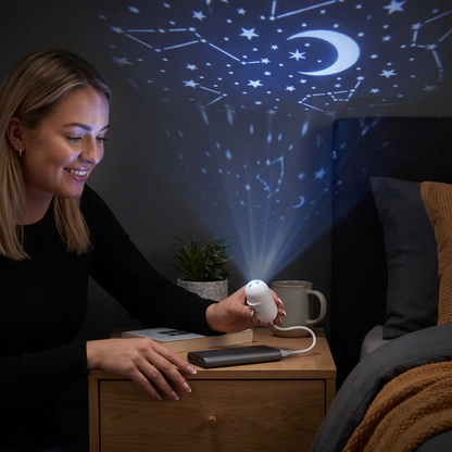 Modern Starry Sky Lamp – USB Mini Projector Night Light for Bedroom & Relaxing Ambience incl. 5 Patterns