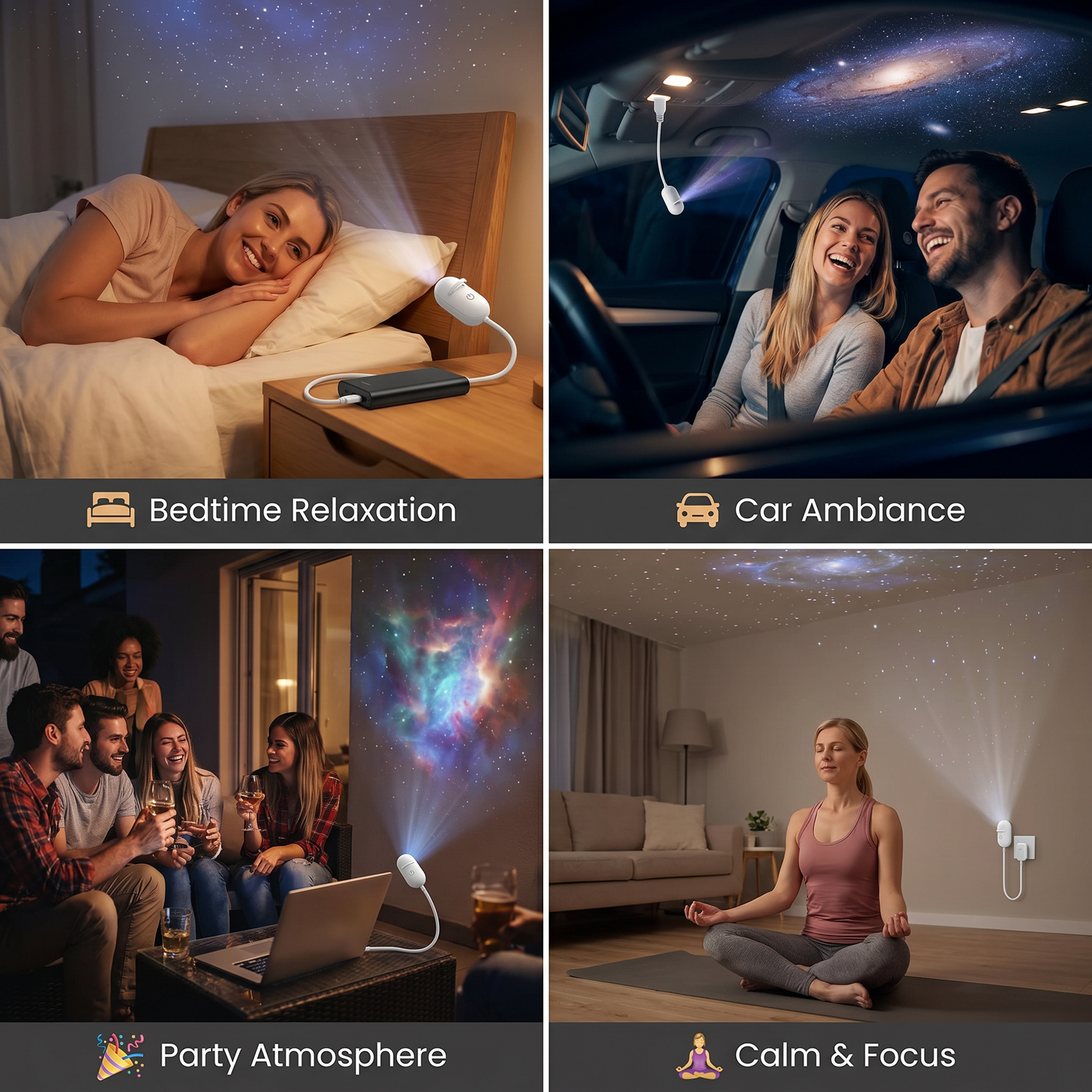 Modern Starry Sky Lamp – USB Mini Projector Night Light for Bedroom & Relaxing Ambience incl. 5 Patterns
