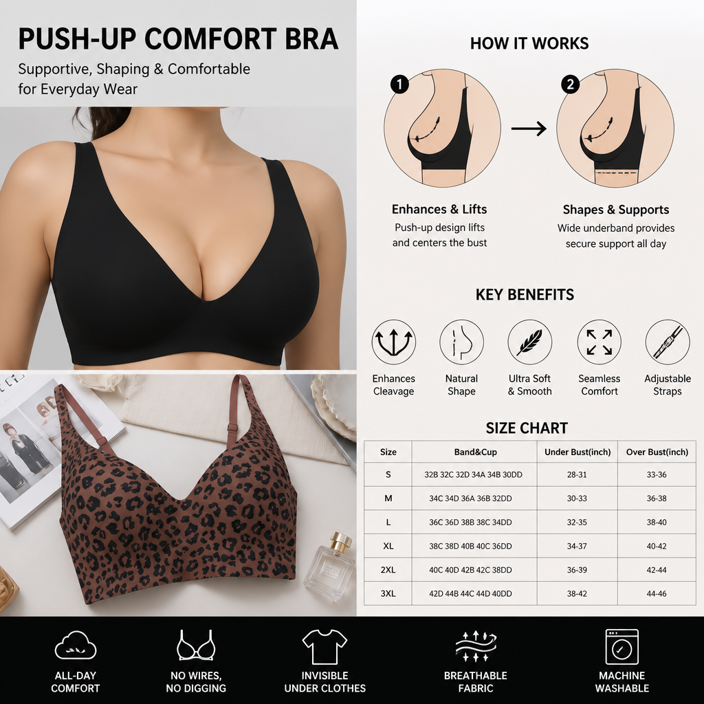 Push-Up Comfort Bra – Supportive, Shaping & Comfortable for Everyday Wear