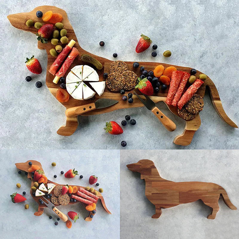 Wood Serving Platter in Dachshund Design