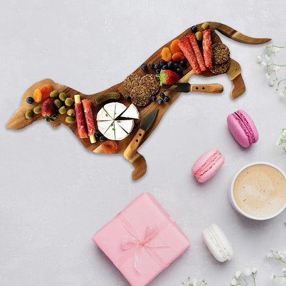 Wood Serving Platter in Dachshund Design